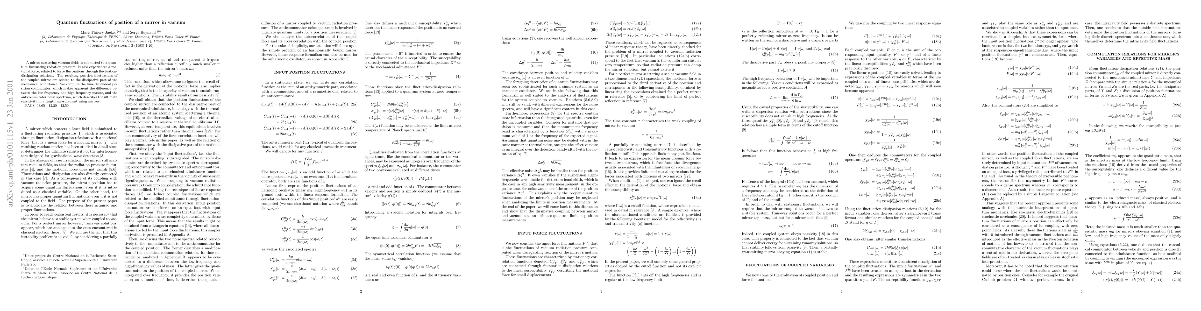 Thumbnail for Quantum fluctuations of position of a mirror in vacuum
