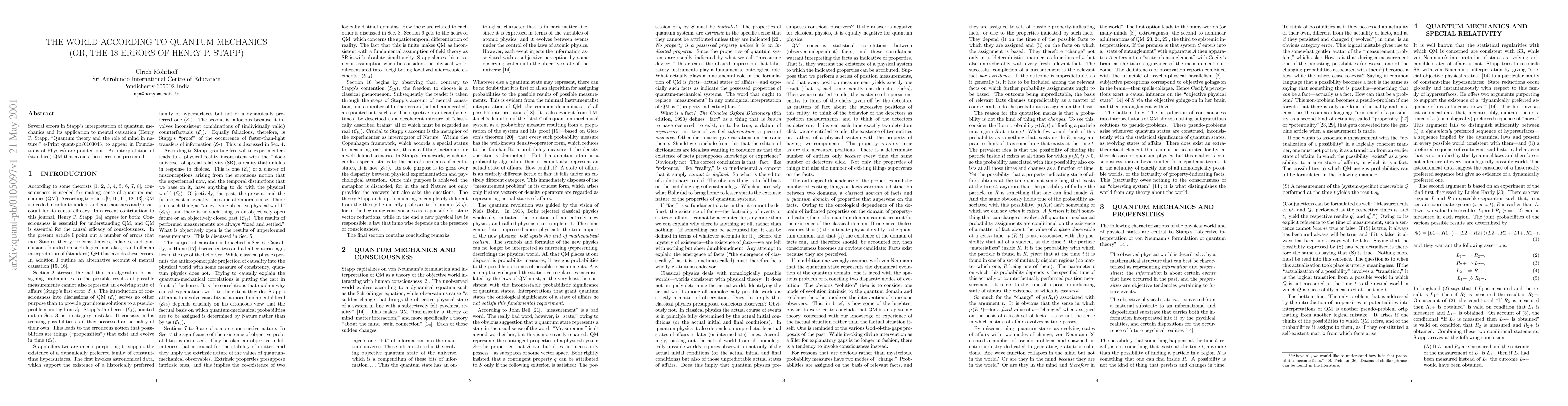 Thumbnail for The world according to quantum mechanics (or, the 18 errors of Henry P.
  Stapp)