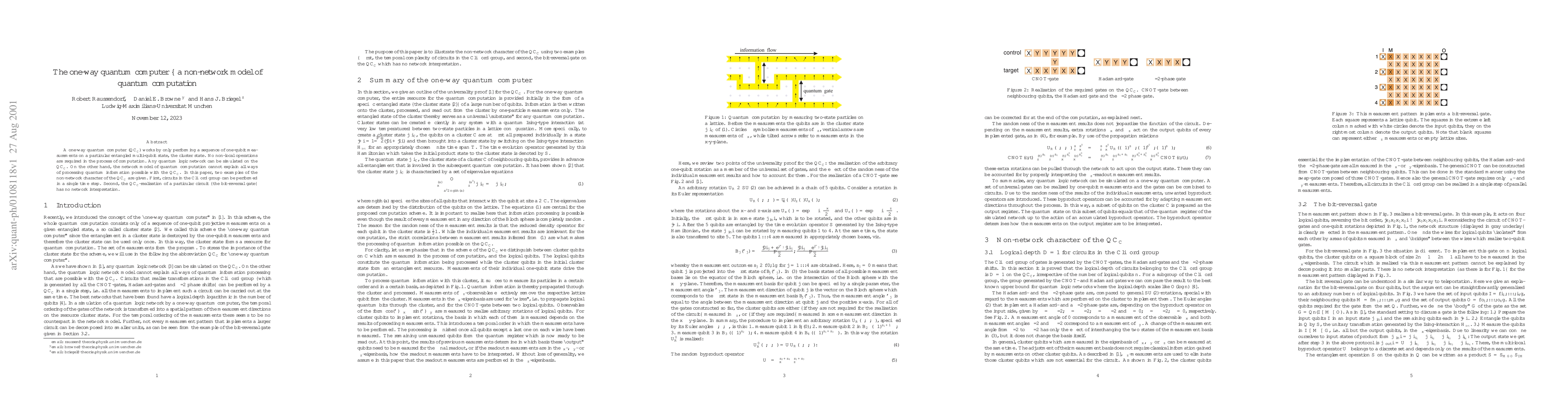 Thumbnail for The one-way quantum computer -- a non-network model of quantum
  computation
