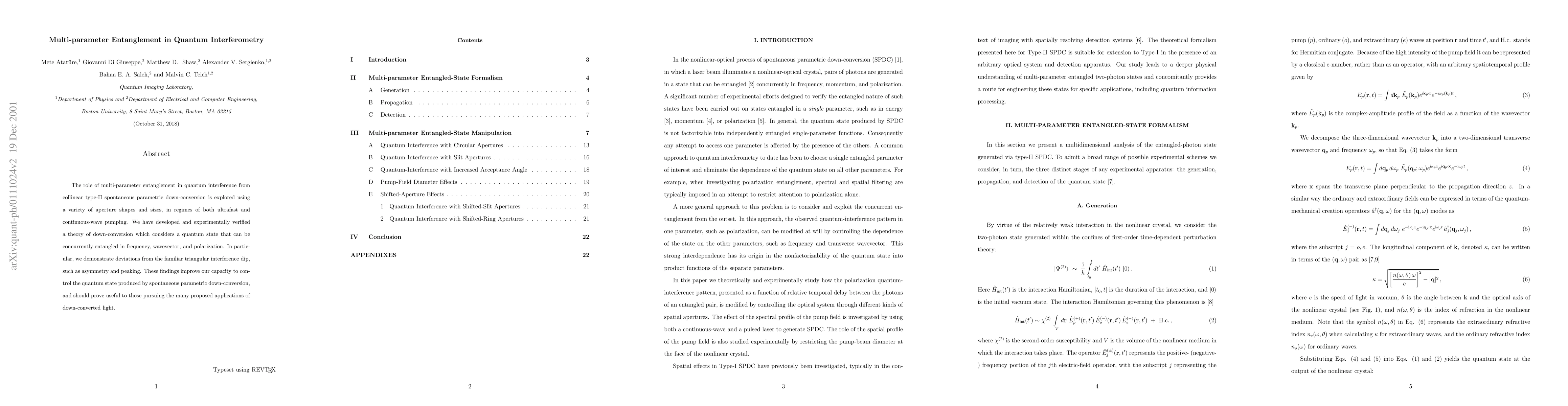 Thumbnail for Multi-parameter Entanglement in Quantum Interferometry