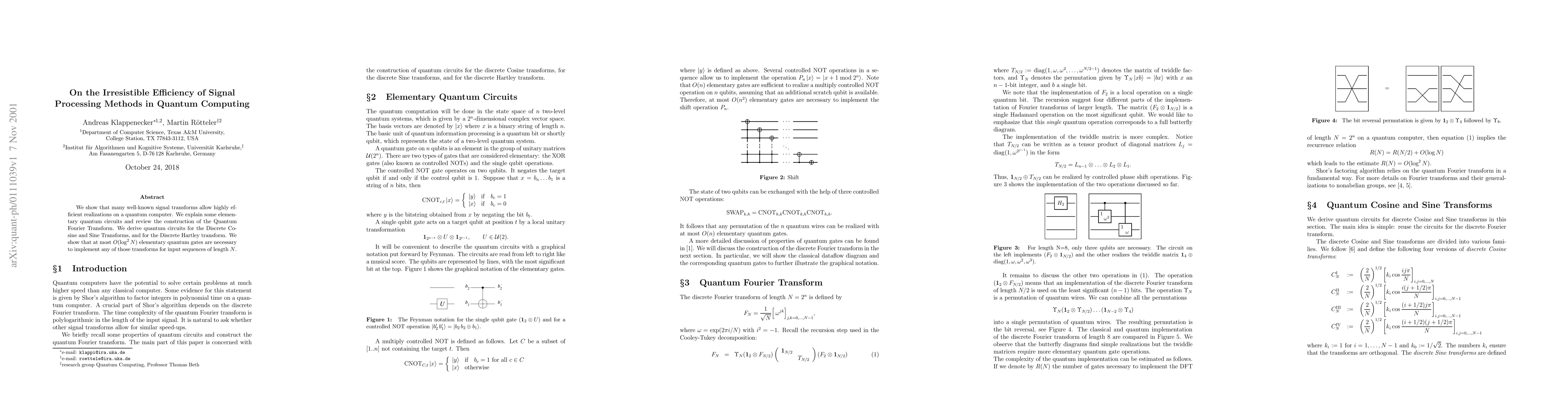 Thumbnail for On the Irresistible Efficiency of Signal Processing Methods in Quantum
  Computing