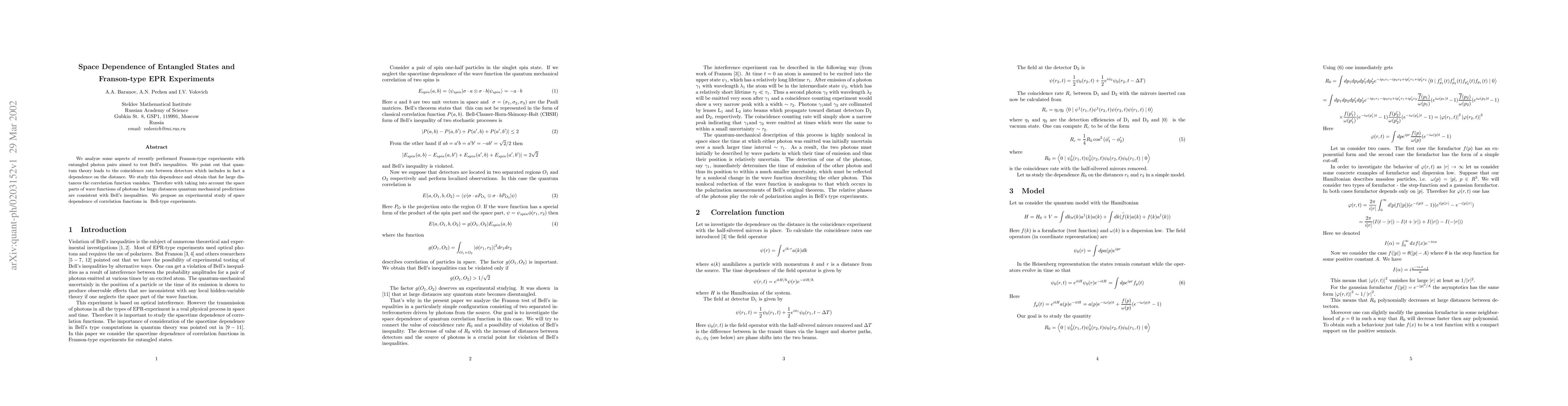 Thumbnail for Space Dependence of Entangled States and Franson-type EPR Experiments