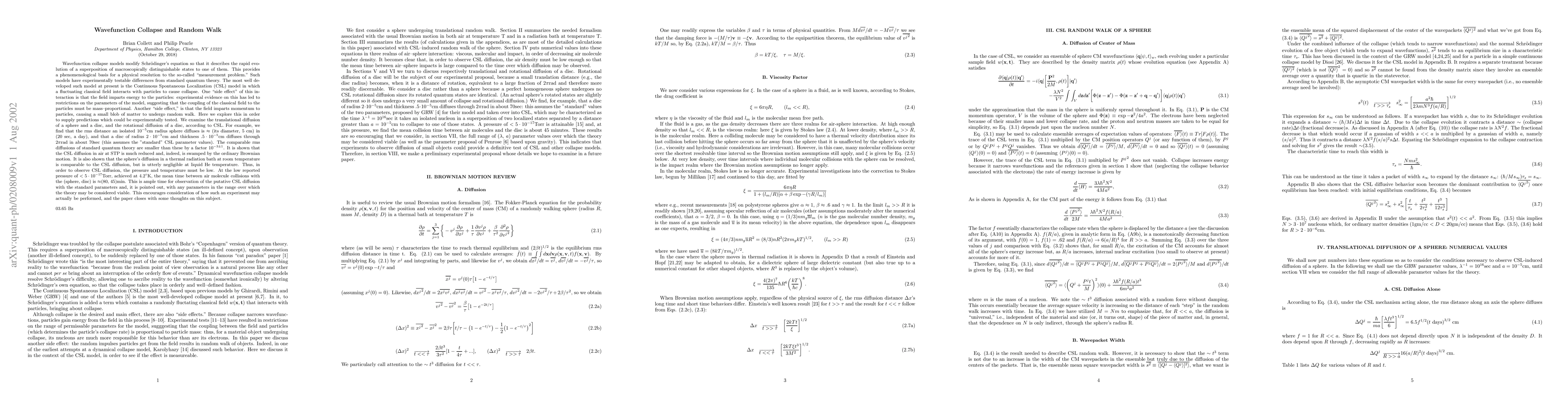Thumbnail for Wavefunction Collapse and Random Walk
