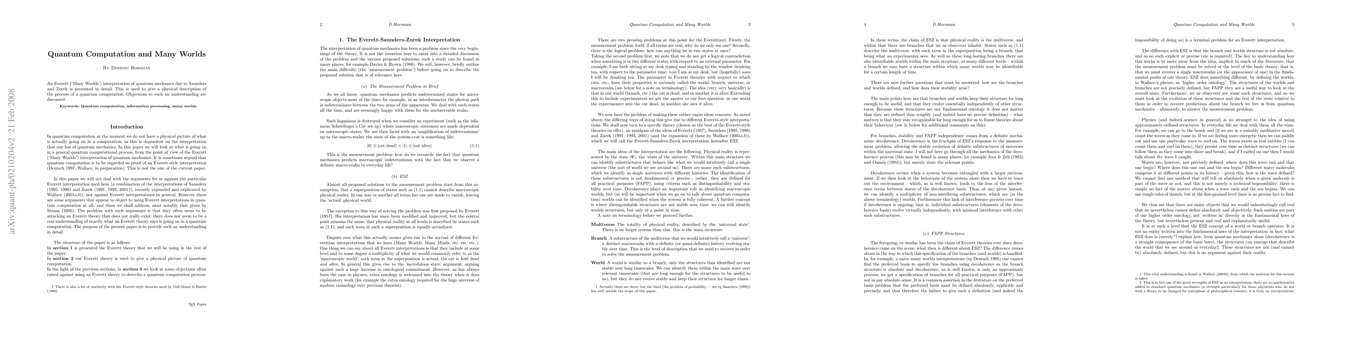 Thumbnail for Quantum Computation and Many Worlds