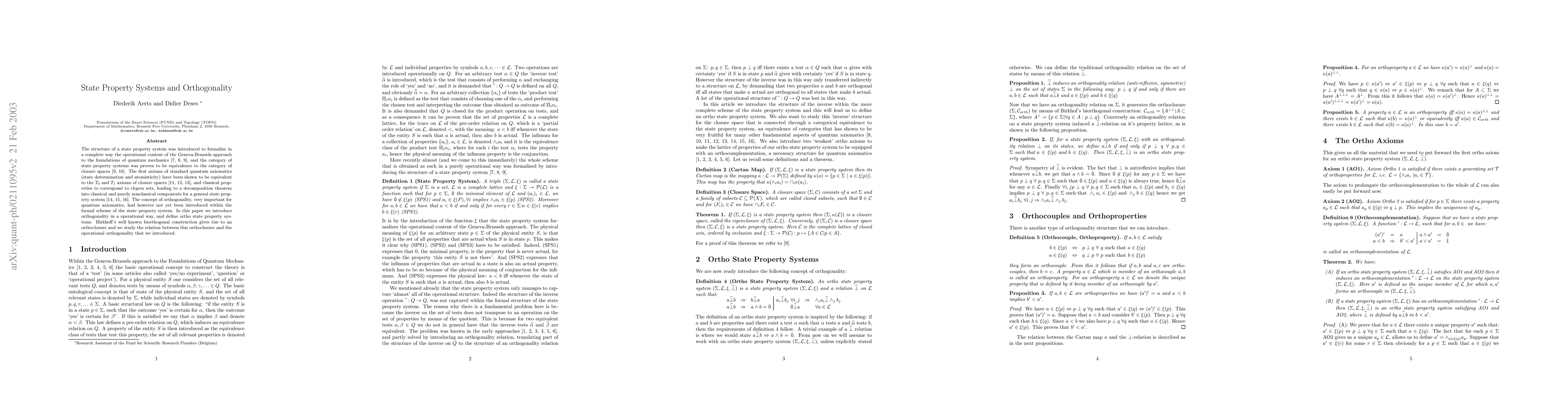 Thumbnail for State property systems and orthogonality