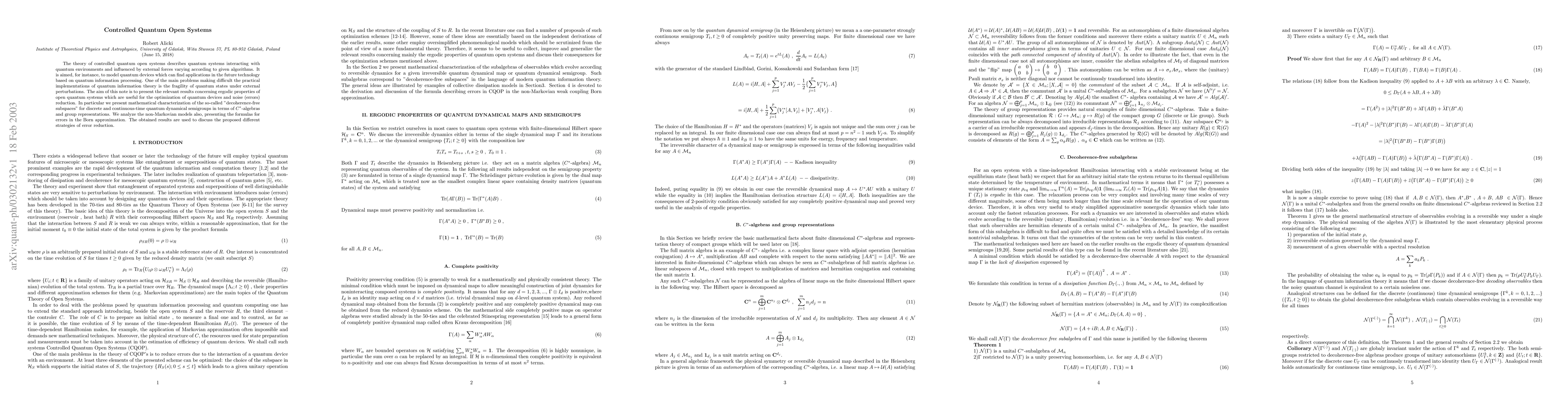 Thumbnail for Controlled Quantum Open Systems