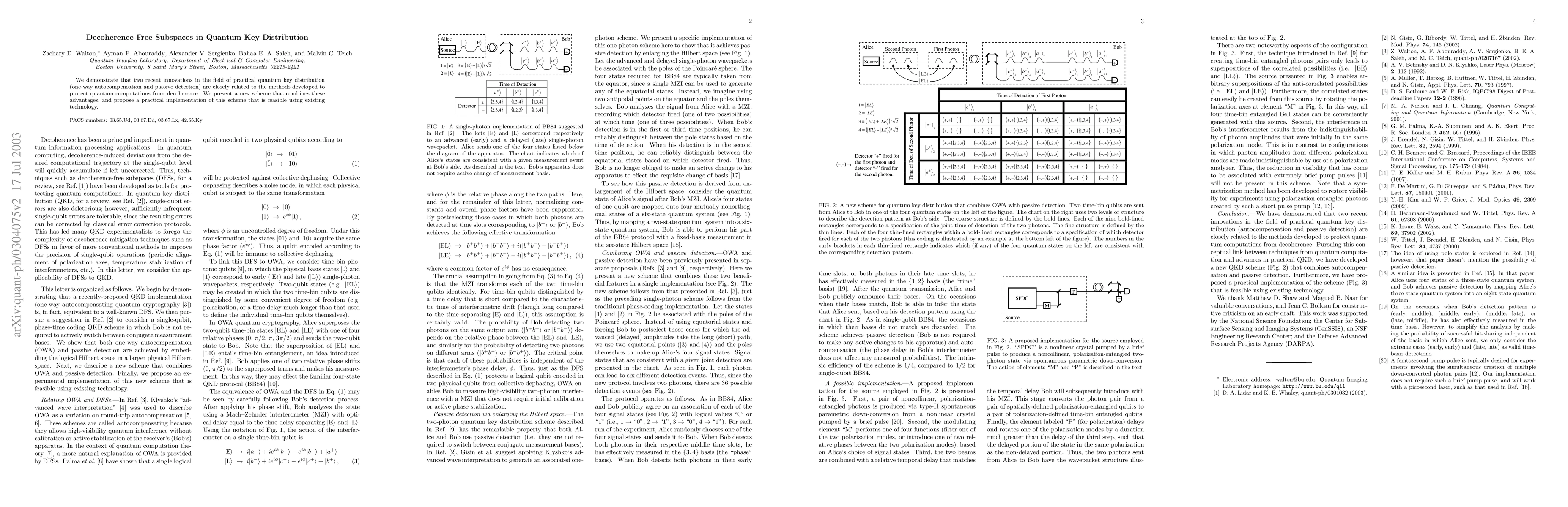 Thumbnail for Decoherence-Free Subspaces in Quantum Key Distribution