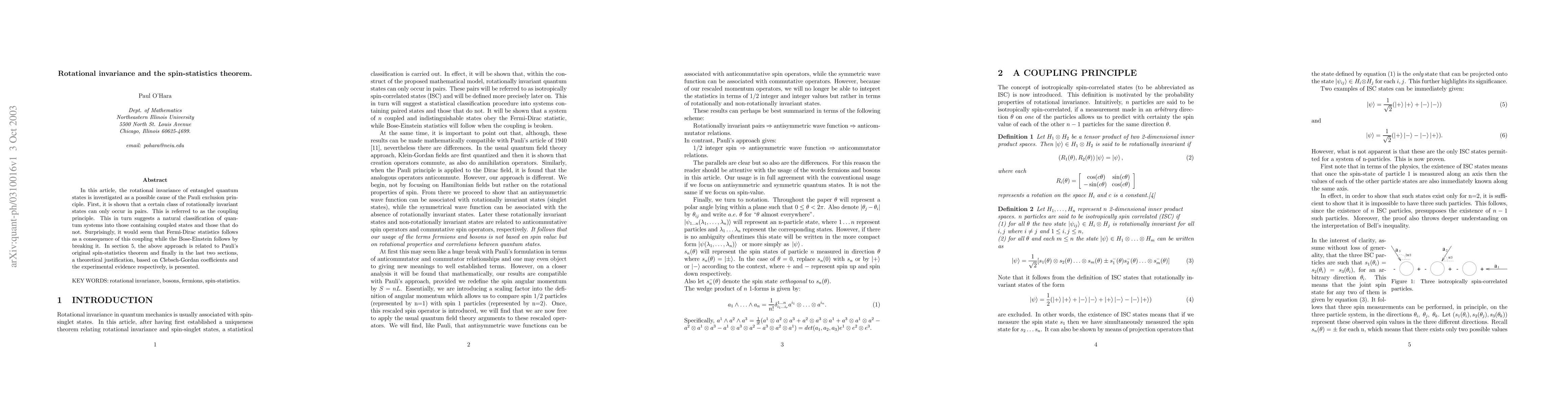 Thumbnail for Rotational invariance and the spin-statistics theorem