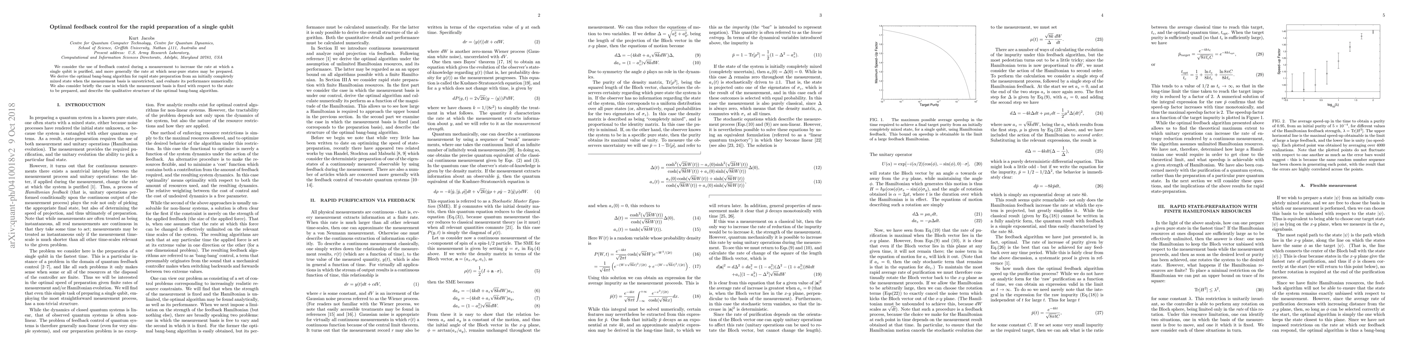 Thumbnail for Optimal feedback control for the rapid preparation of a single qubit
