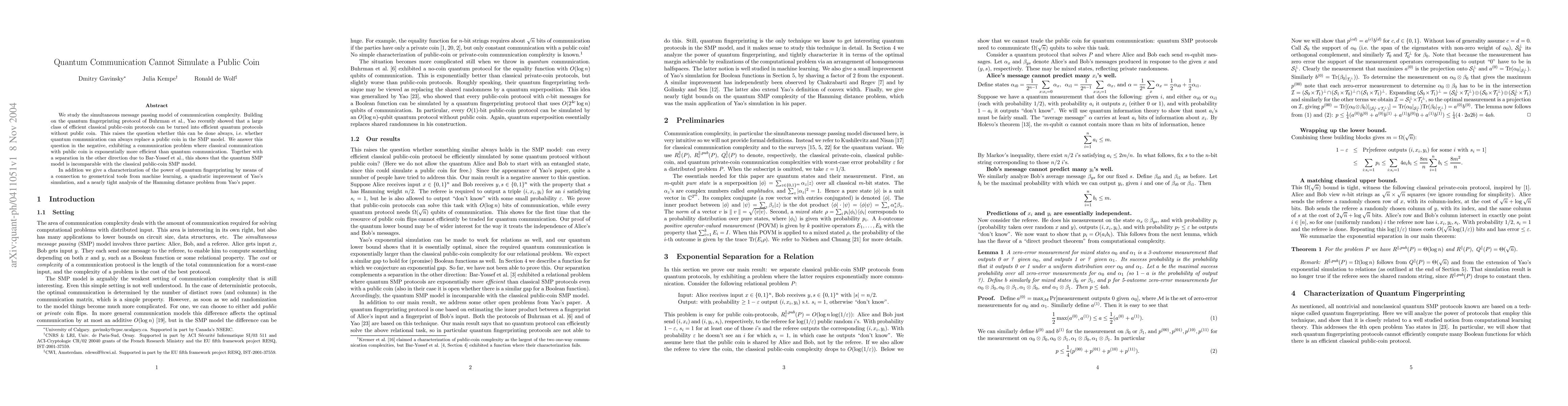 Thumbnail for Quantum Communication Cannot Simulate a Public Coin