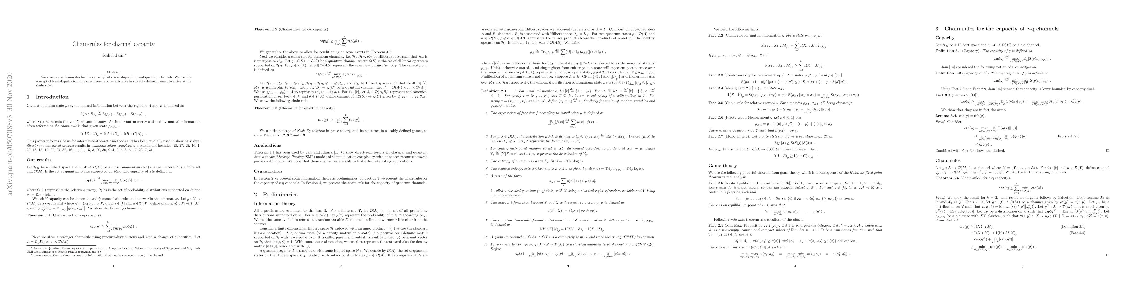 Thumbnail for Chain-rules for channel capacity