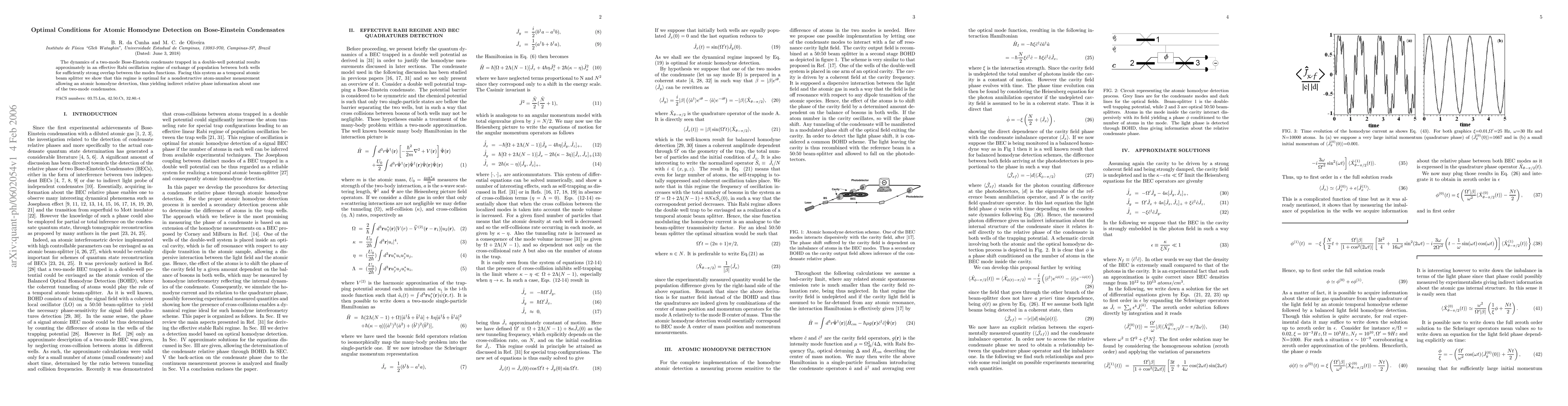 Thumbnail for Optimal Conditions for Atomic Homodyne Detection on Bose-Einstein
  Condensates