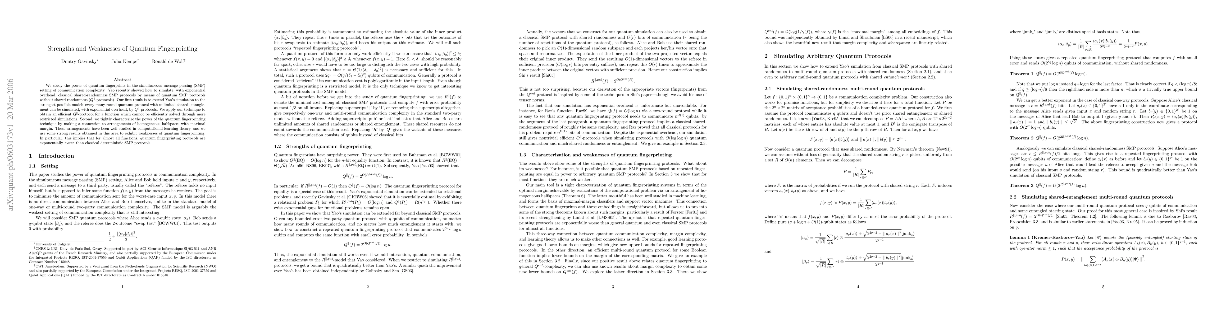 Thumbnail for Strengths and Weaknesses of Quantum Fingerprinting