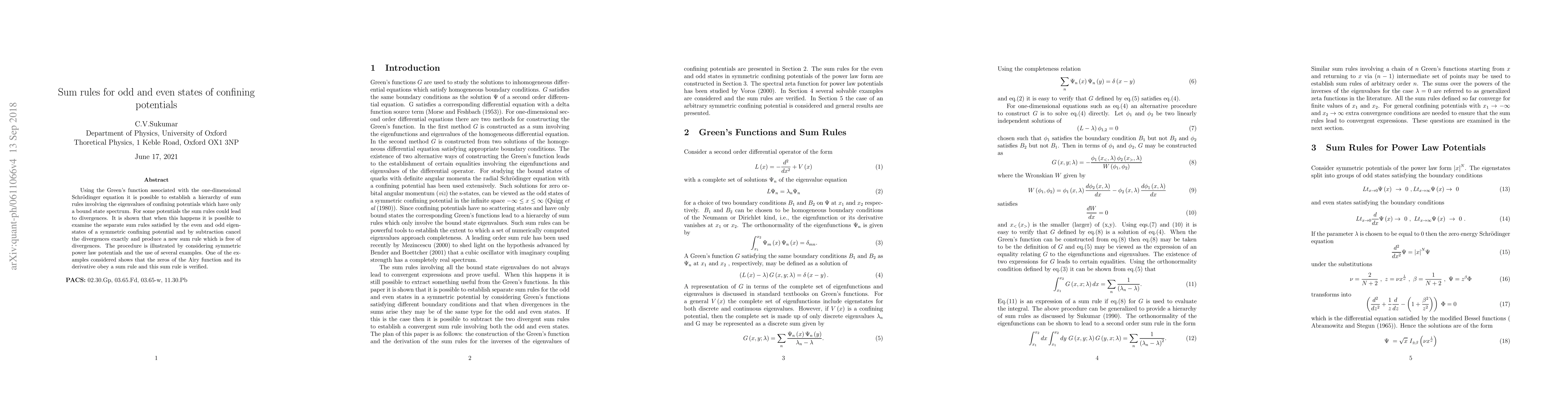 Thumbnail for Sum rules for Confining Potentials