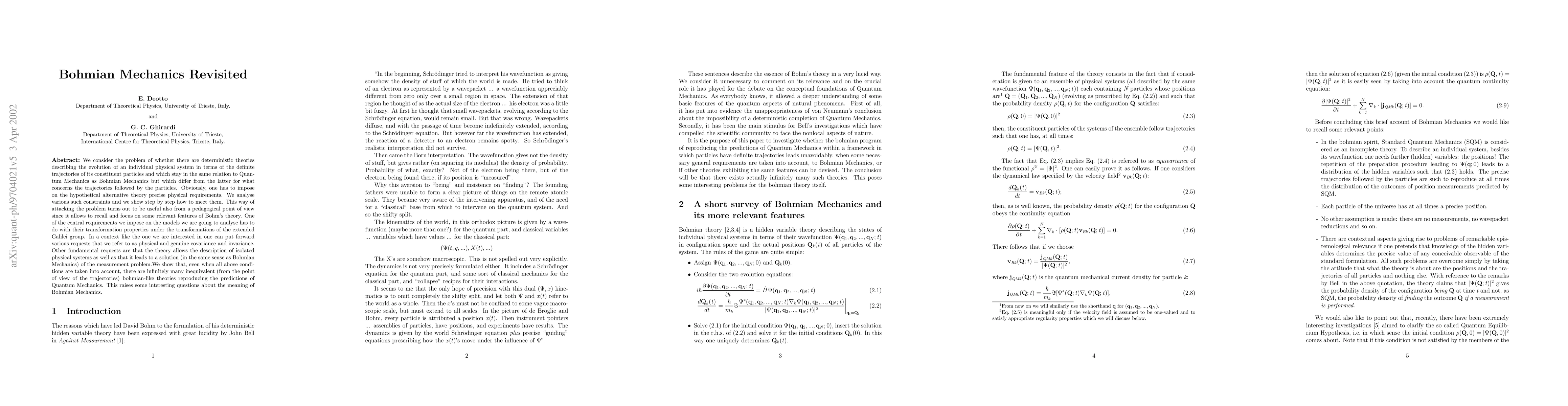 Thumbnail for Bohmian Mechanics Revisited