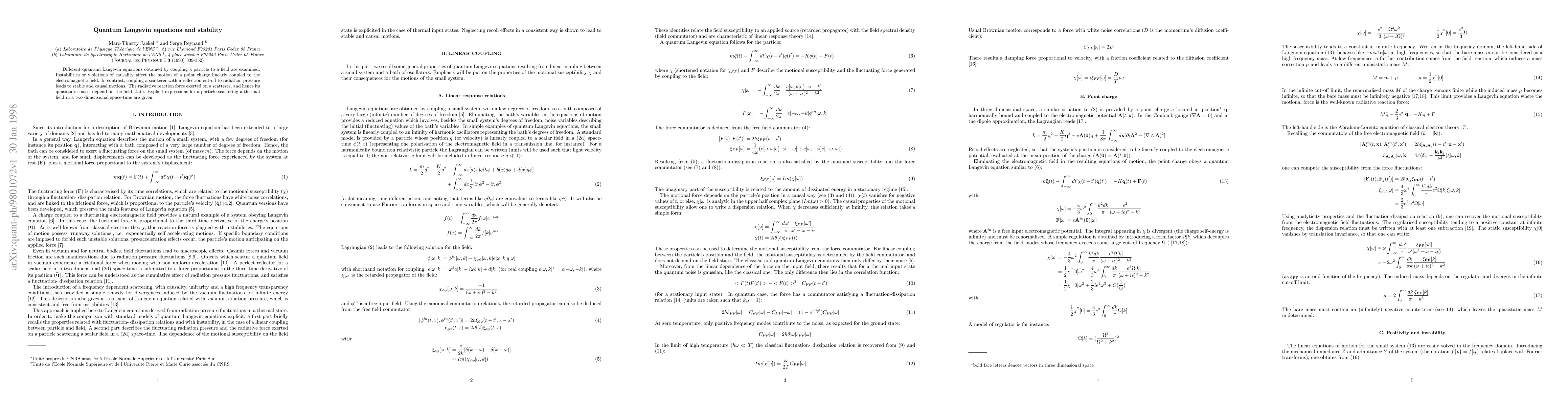 Thumbnail for Quantum Langevin Equations and Stability