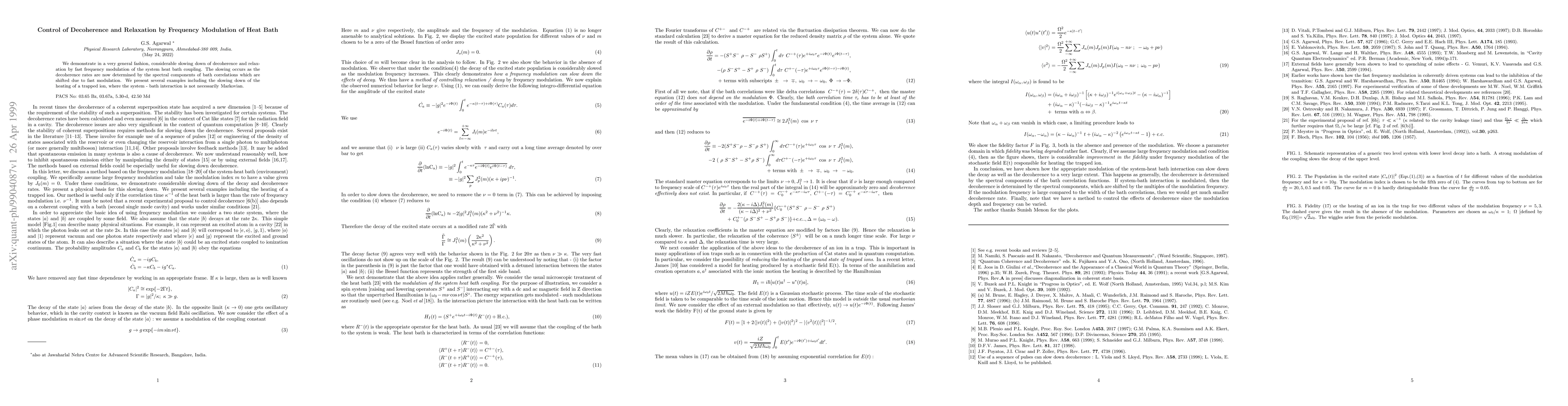 Thumbnail for Control of Decoherence and Relaxation by Frequency Modulation of Heat
  Bath