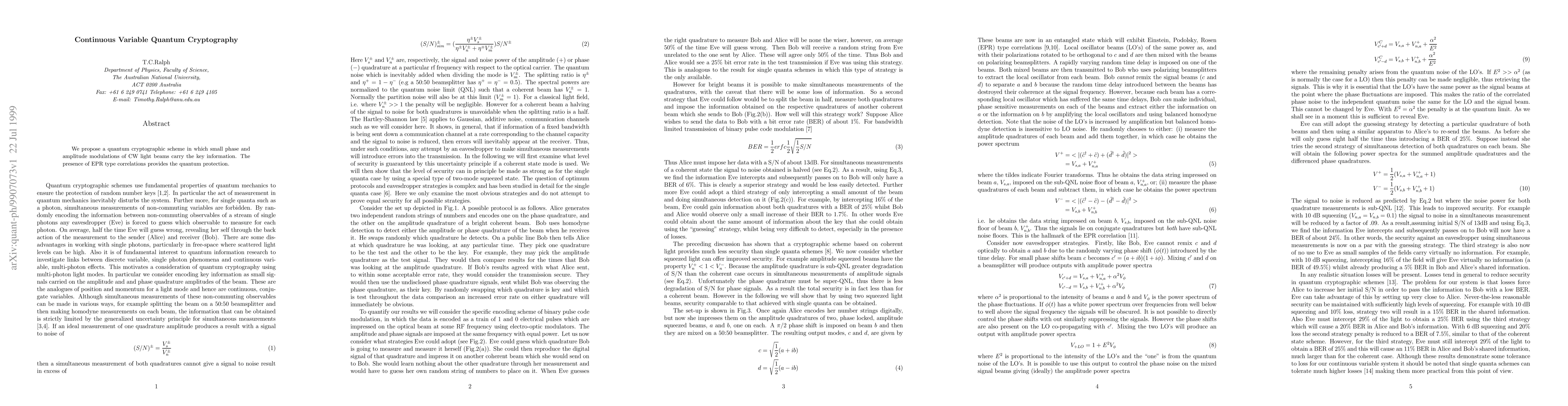 Thumbnail for Continuous variable quantum cryptography