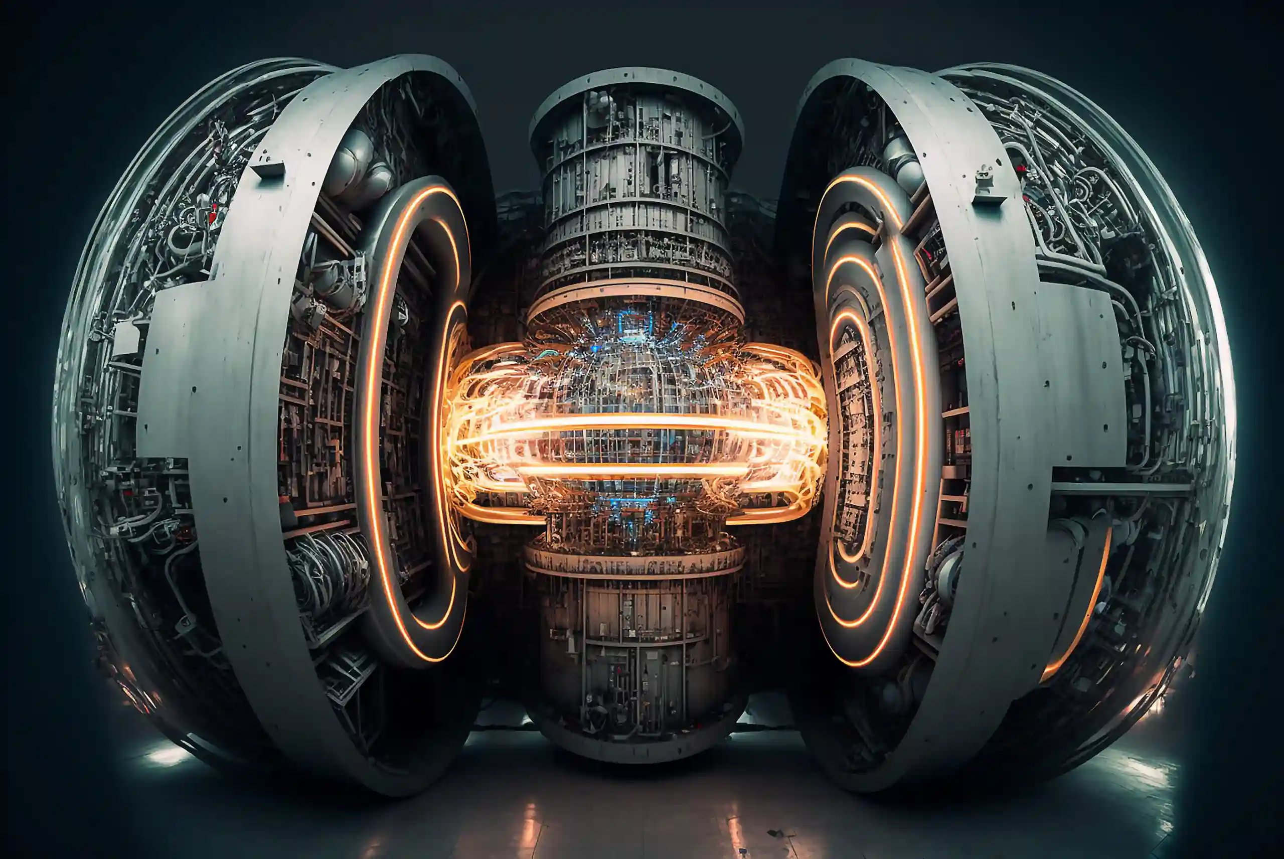 Tokamak-Magnetfeld zur Plasmaeinschließung in torusförmiger Gestalt. Technologie für saubere Energie.