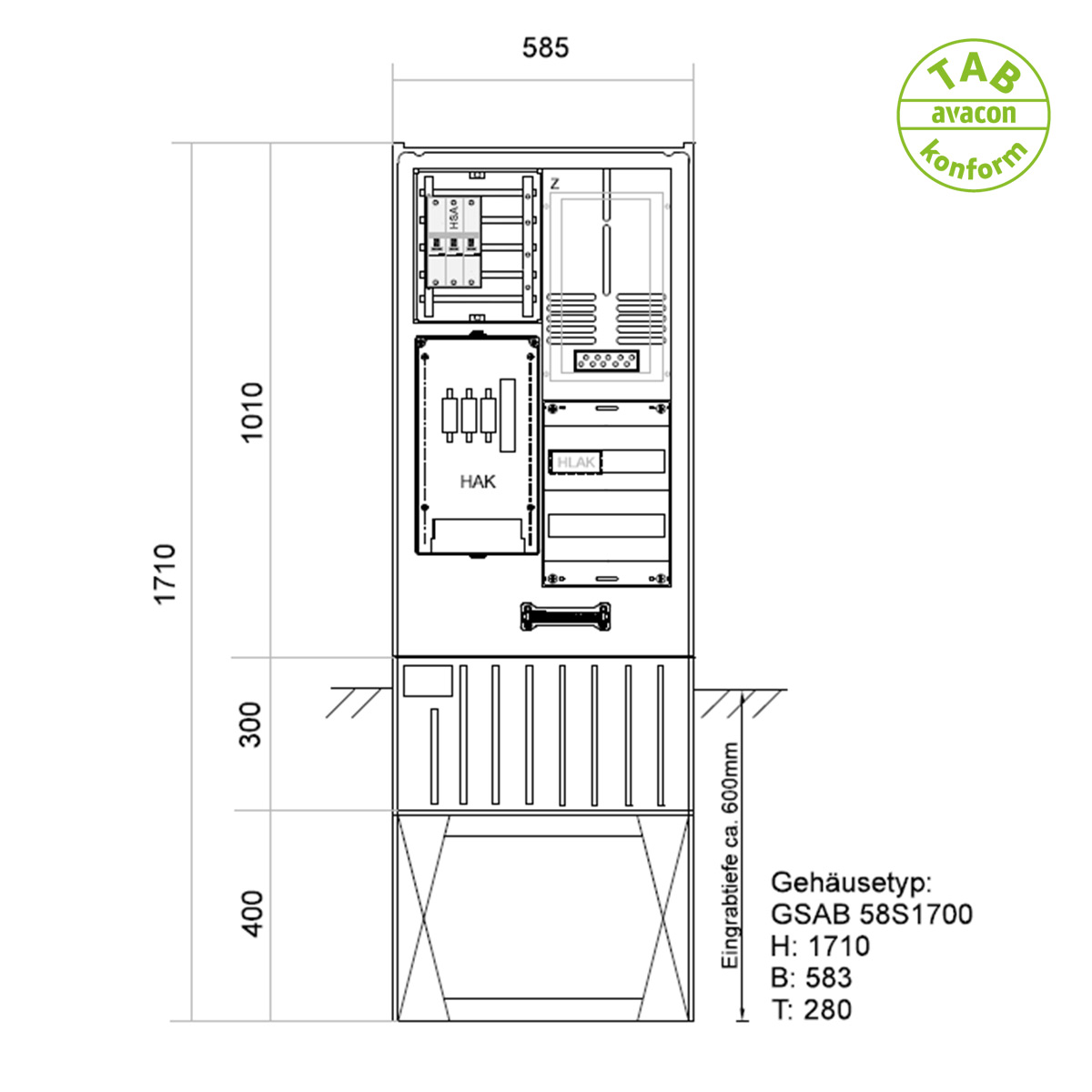 GSAB ZAS Bezug 1 Zähler bis 80 A