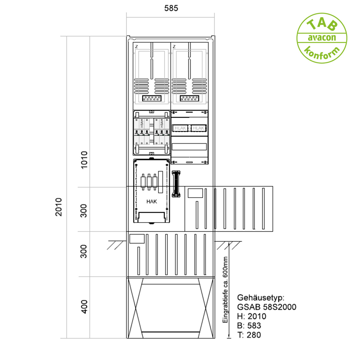 GSAB ZAS Bezug 2 Zähler bis jeweils 50 A