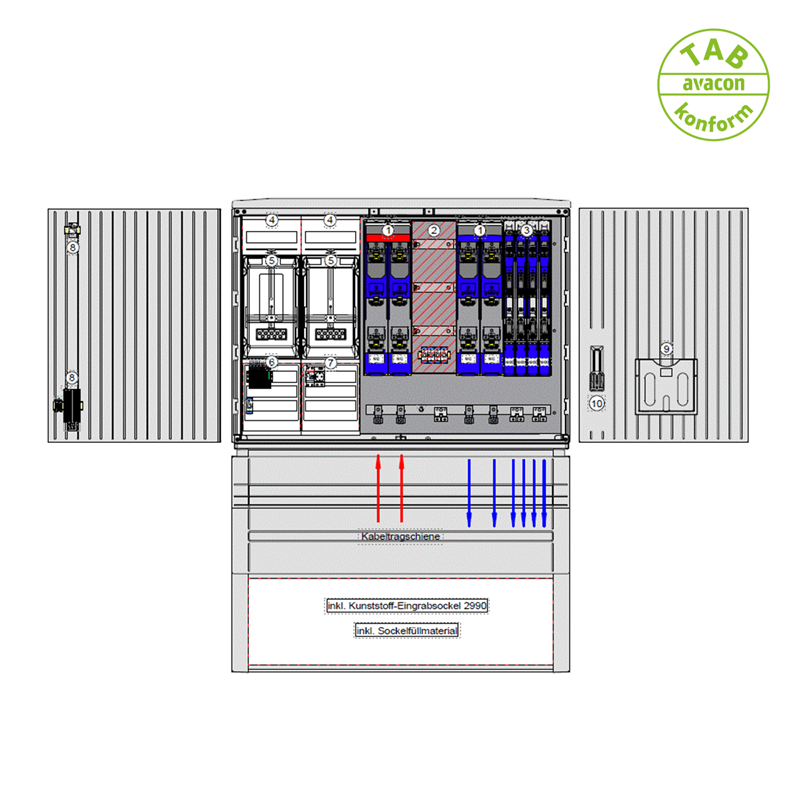 ELSTA Wandlerschrank bis 300 kW (433 A) mit sechs Abgängen ELSTA Wandlerschrank bis 300 kW (433 A) mit sechs Abgängen