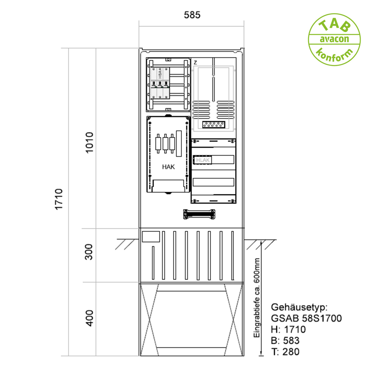 GSAB ZAS Bezug 1 Zähler bis 63 A