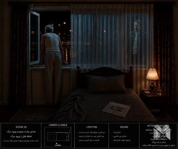 Locked-off cinematic camera. The elderly man remains exactly in the same positio