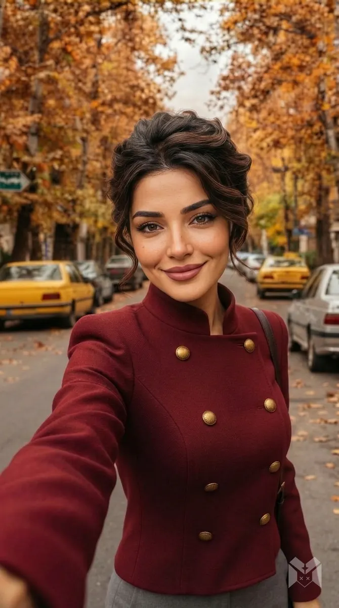 چهره ی عکس اصلی شبیه عکس نمونه بشود در خیابان های پاییزی تهران