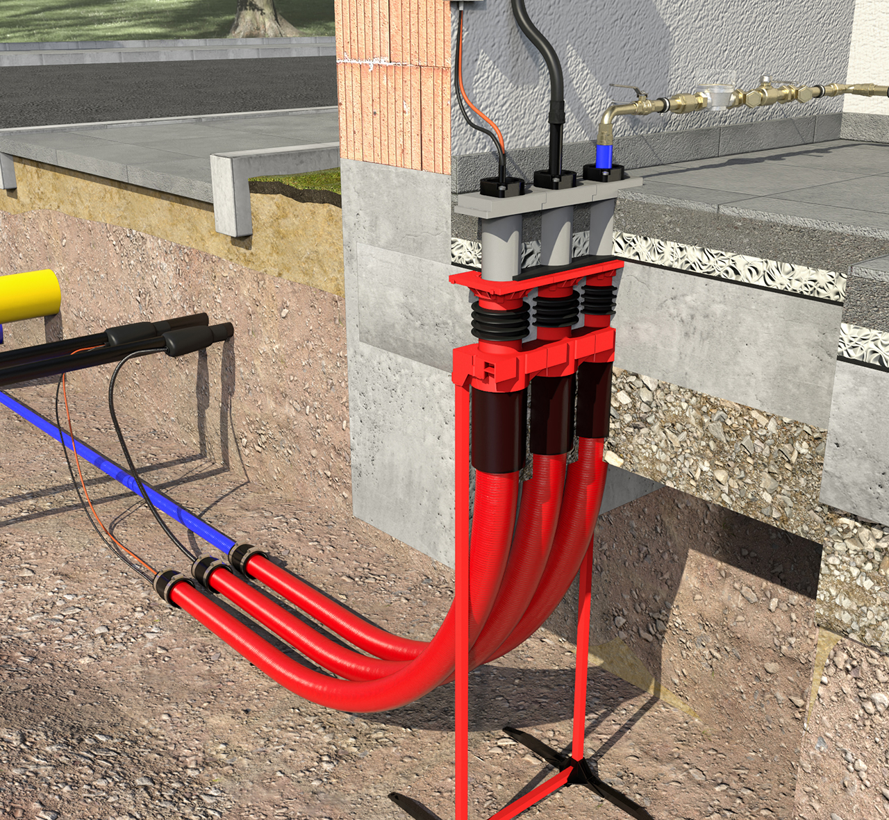 KRASO 3-Spartenhauseinführung BKP für Gebäude ohne Keller