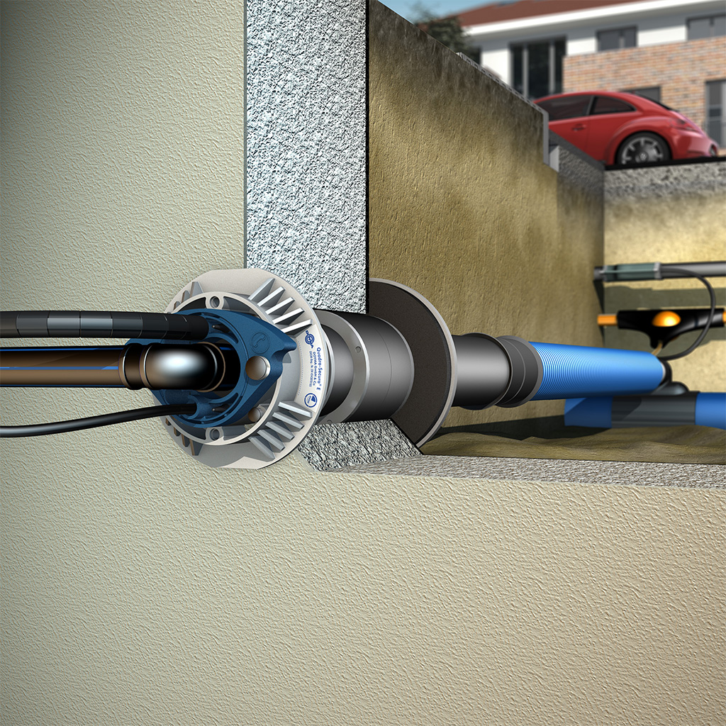 DOYMA Einspartenhauseinführung (Strom+TK / Wasser+TK) Gebäude mit Keller