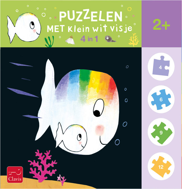 Omslag van Puzzelen met Klein wit visje. 4-in-1-puzzel
