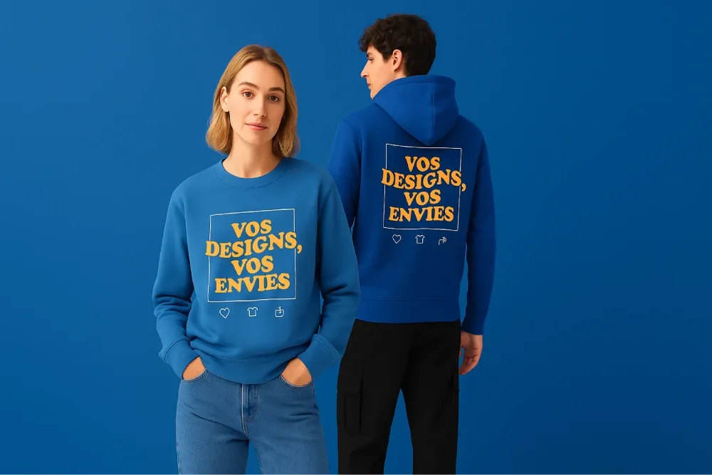 sweat personnalisé en broderie ou impression chez Brodream