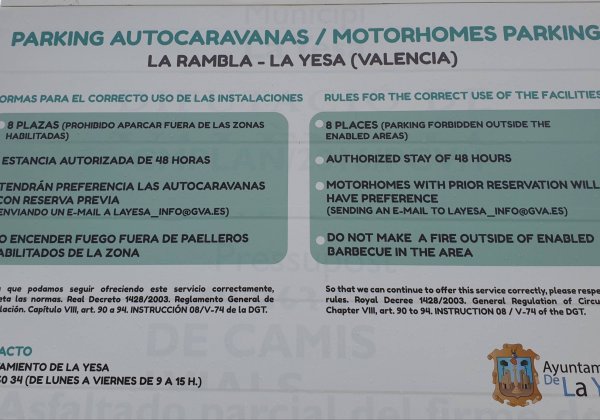 Parking Autocaravans La Rambla - La Yesa — Foto 5