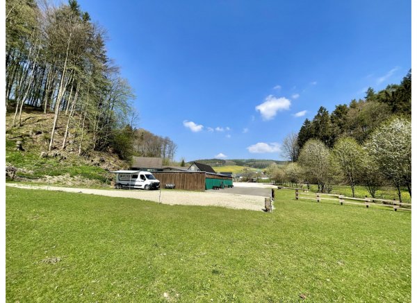 Wohnmobilstellplatz “Am Naturschutzgebiet” unter Bäumen