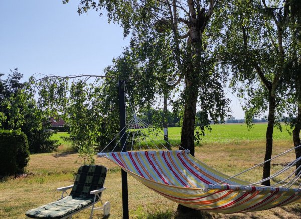 altes Bauernhausgrundstück mit Storchennest