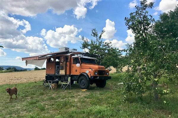 Wild Campen im Obstgarten - 360°Blick im UNESCO Geopark Ries