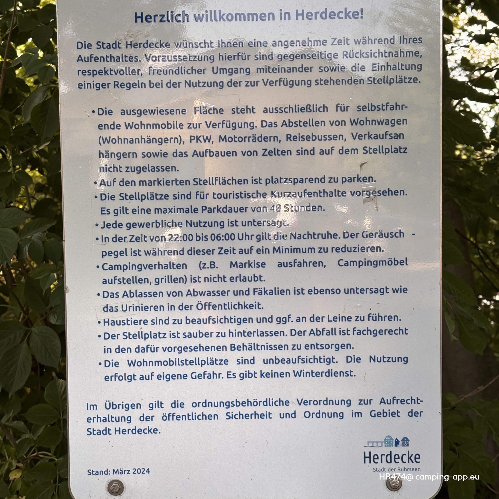Übernachtungsparkplatz Herdecke vorhalle — Foto 5