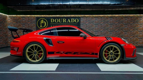 2019 Porsche 911 GT3 RS Weissach, Red Exterior, Gold Rims