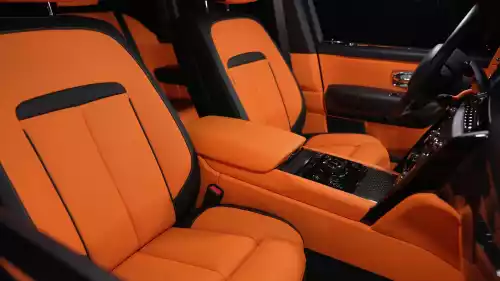 2022 Rolls Royce Cullinan Black Badge, Diamond Black Exterior, Orange Interior