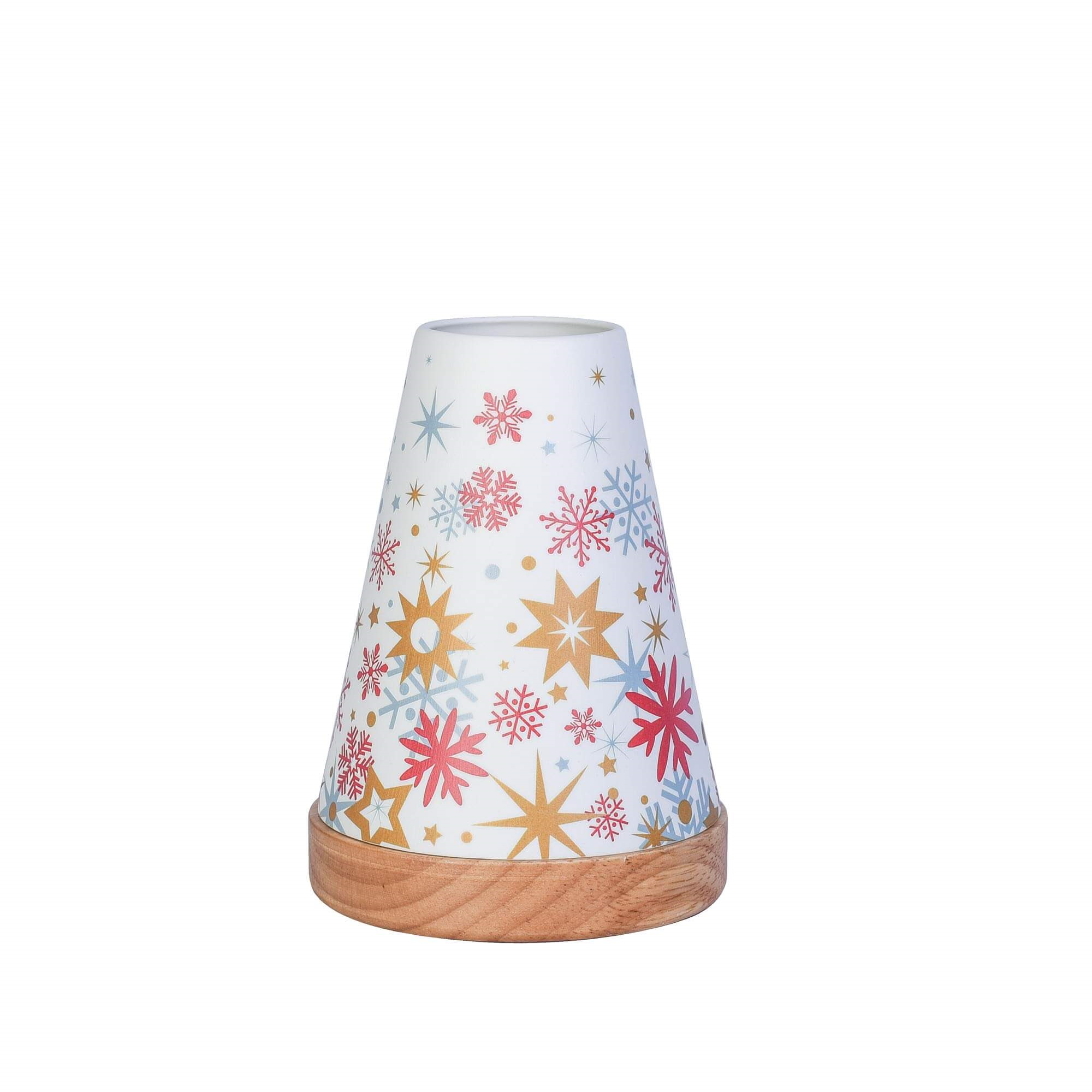 Windlicht Porzellan 10 cm 'Schneekristalle & Sterne' mit Soc