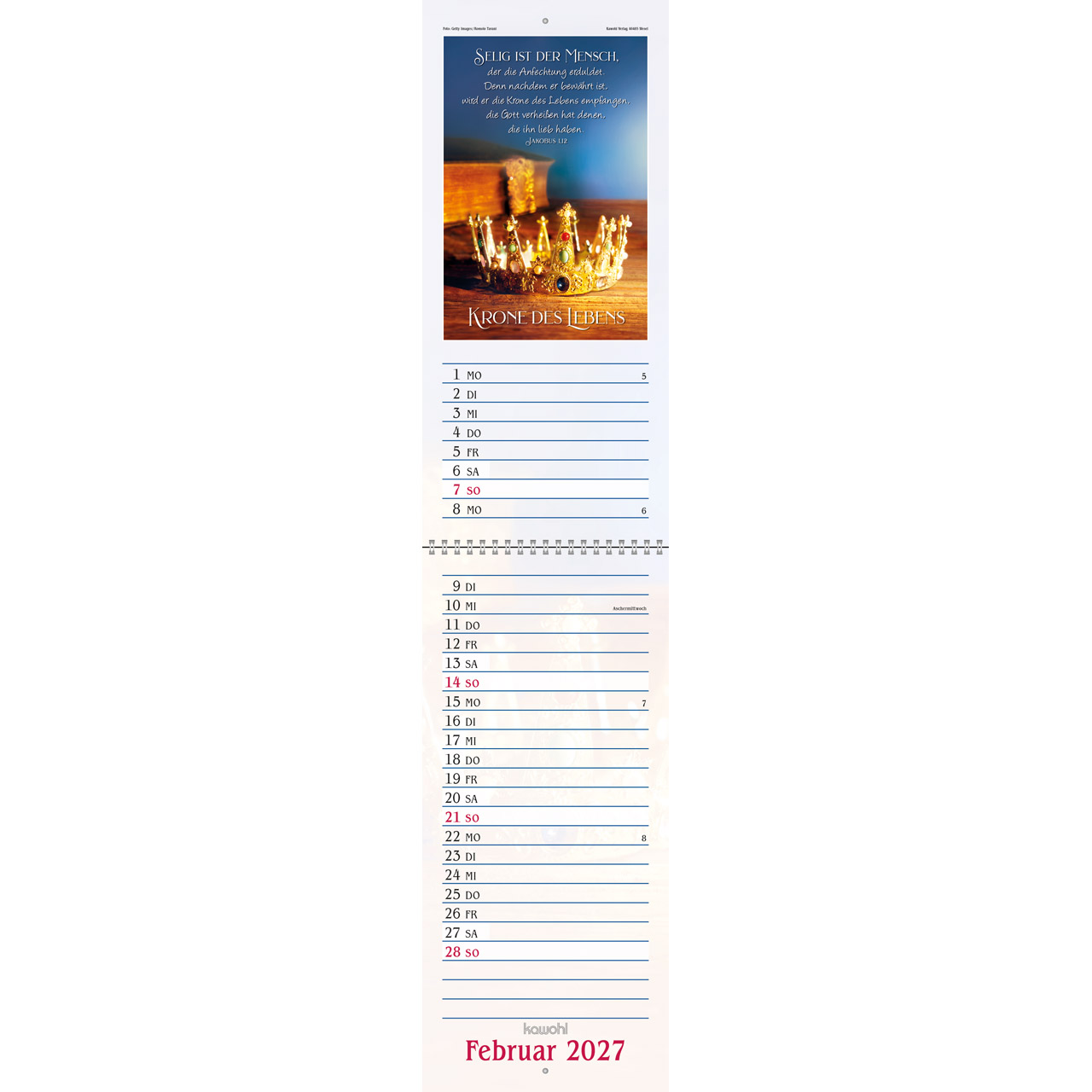 Das will ich mir schreiben in Herz und Sinn 2027 - Wandkalender (Terminer)