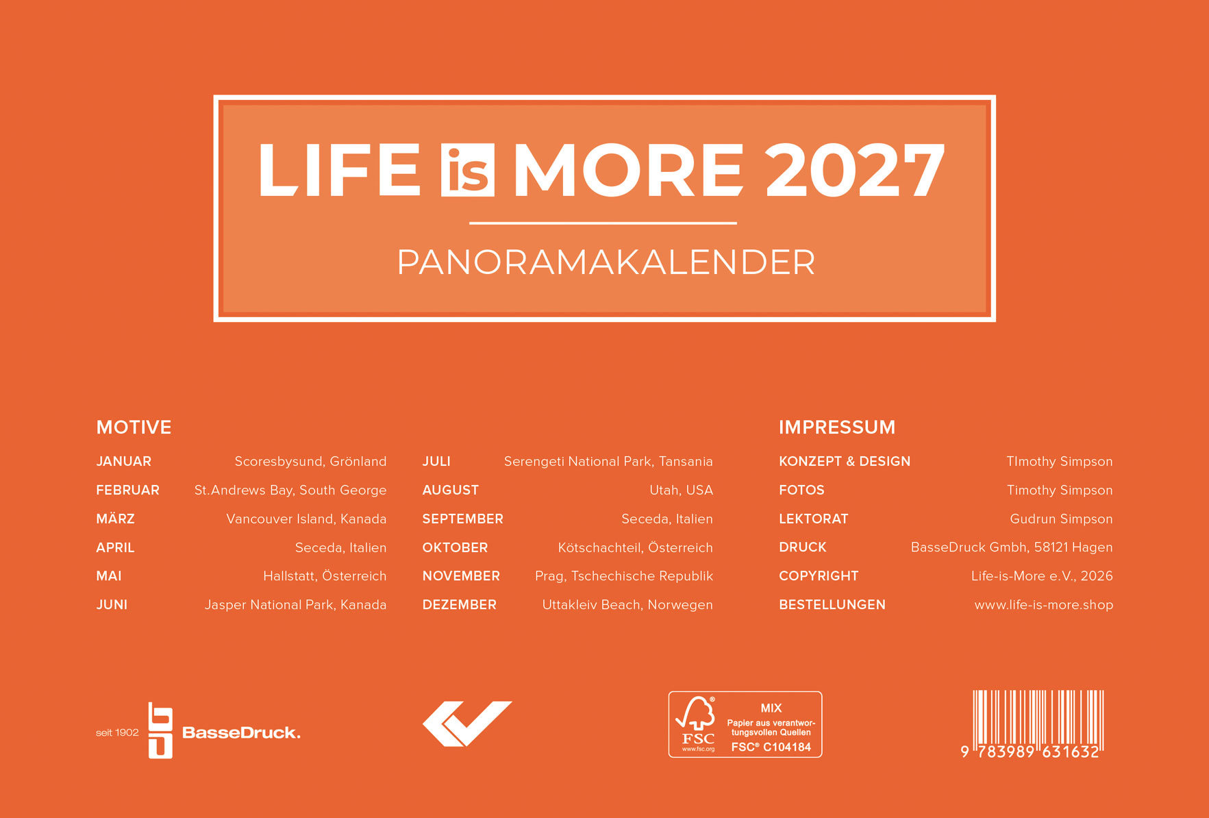 Life is more 2027 - Wandkalender Mittelgroß
