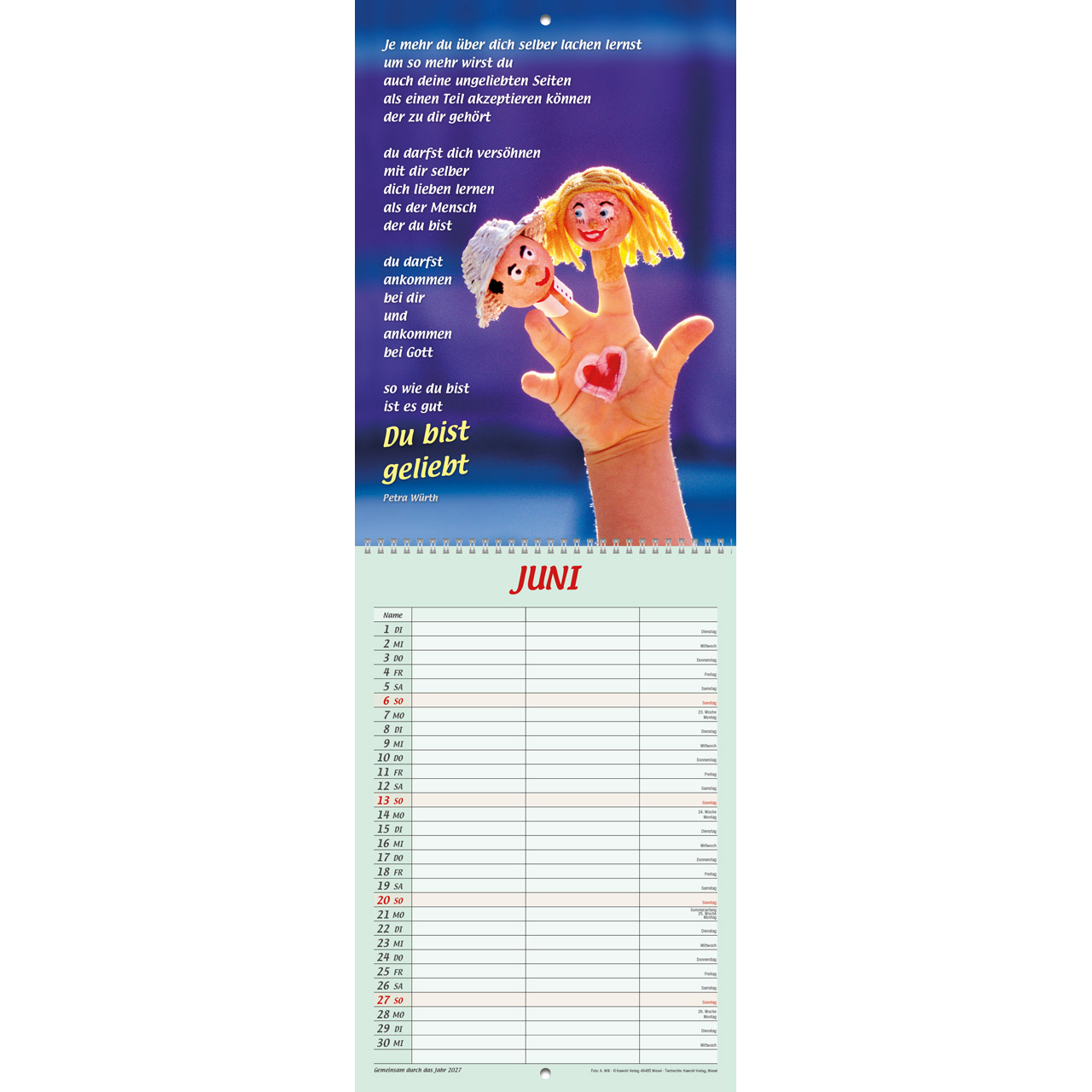 Gemeinsam durch das Jahr 2027 - Wandkalender Terminer