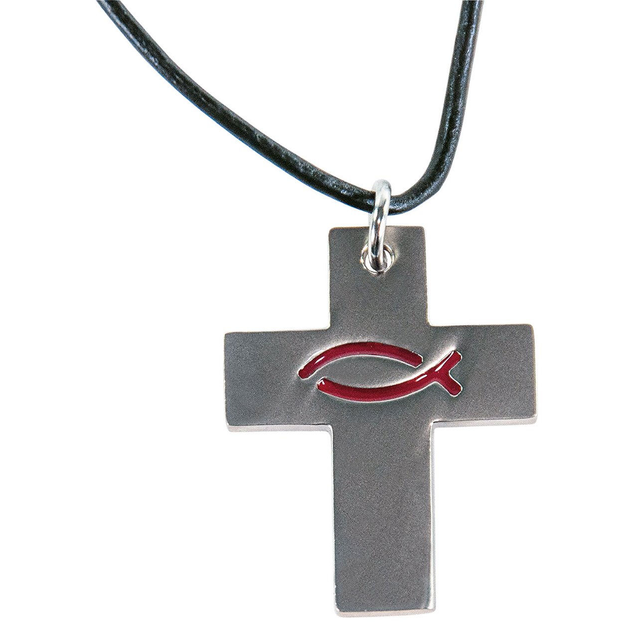 Anhänger Kreuz 'Ichthys-Fisch, rot'