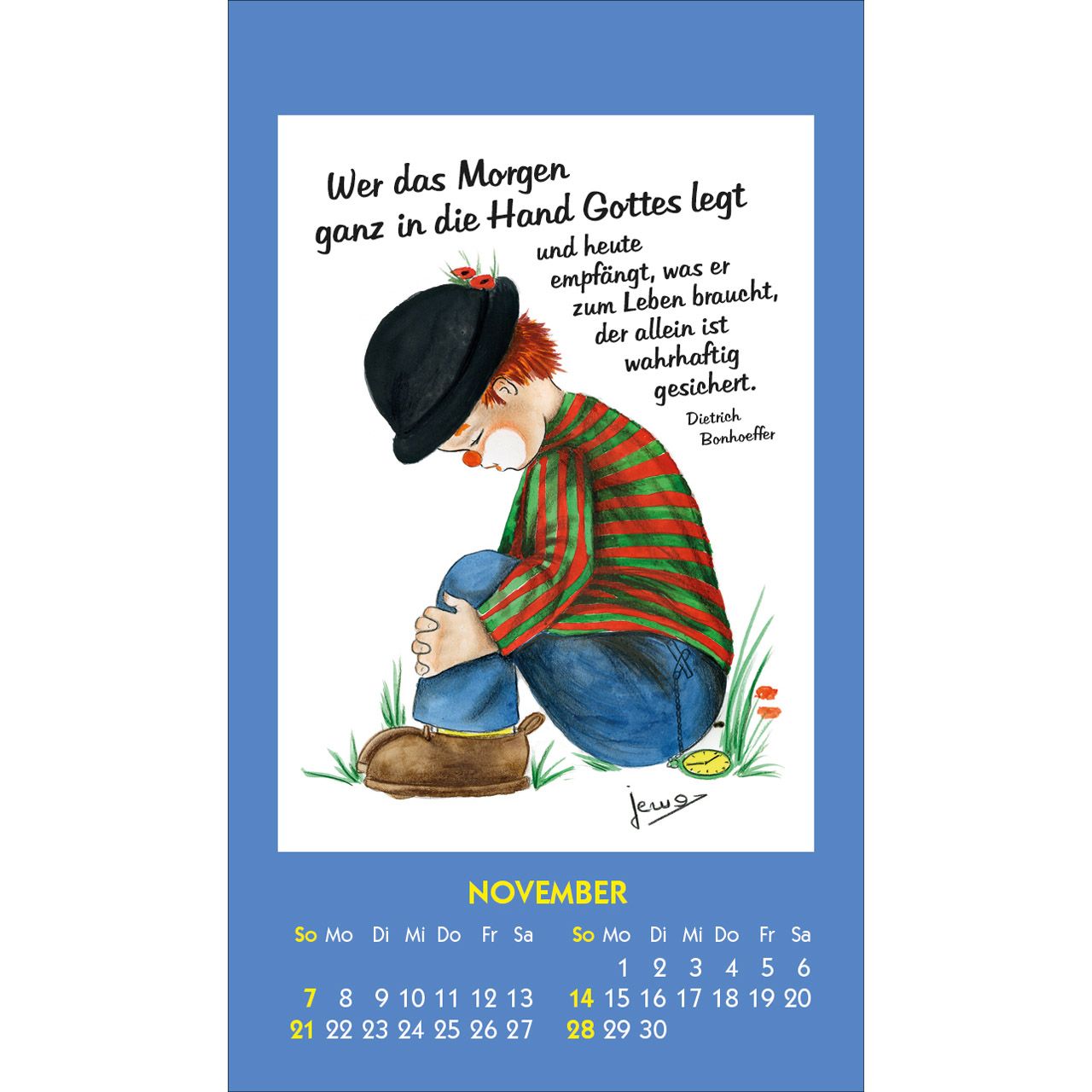 Kleine Clown Grüße 2027 - Aufkleber-Kalender