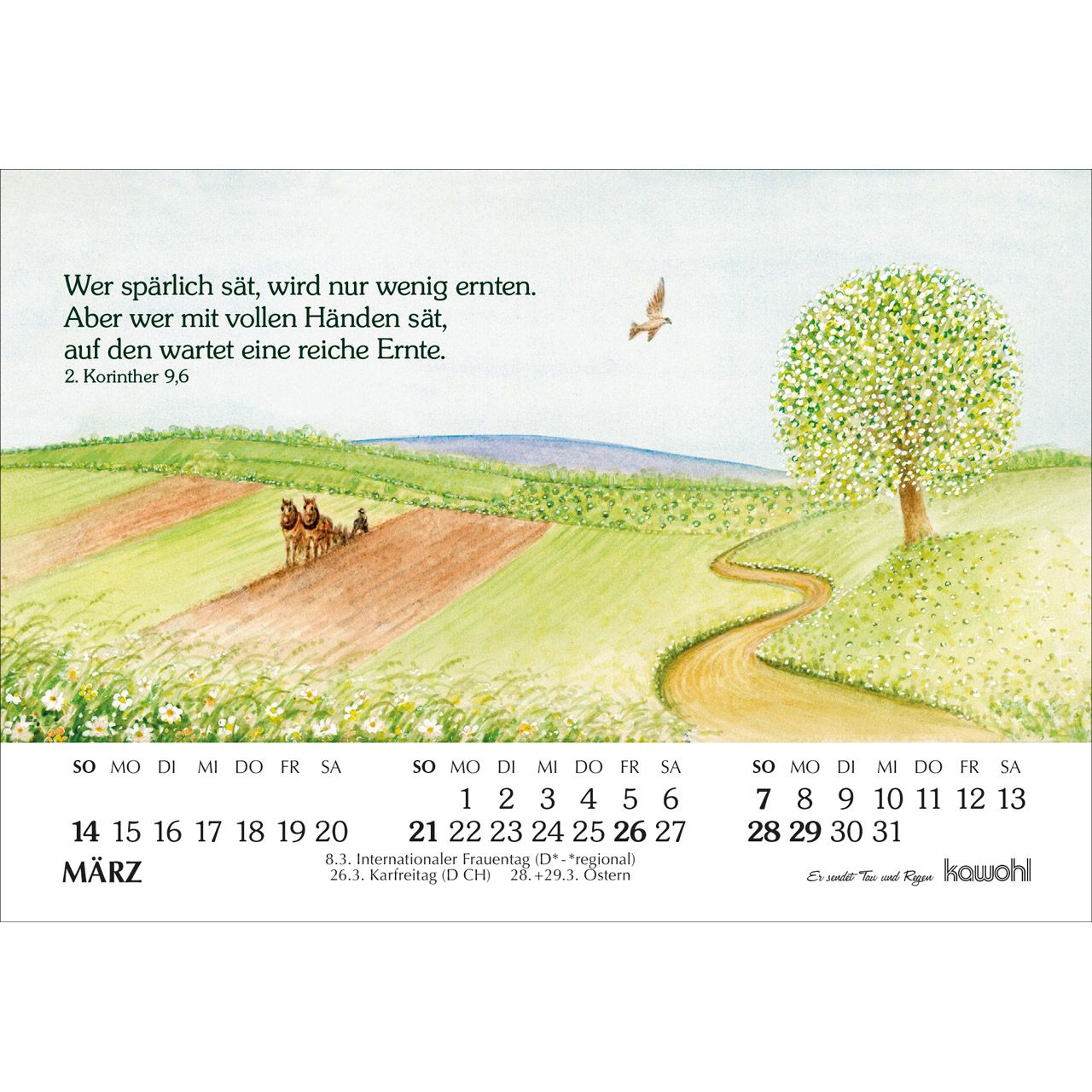 Er sendet Tau und Regen 2027 - Aufstellkalender