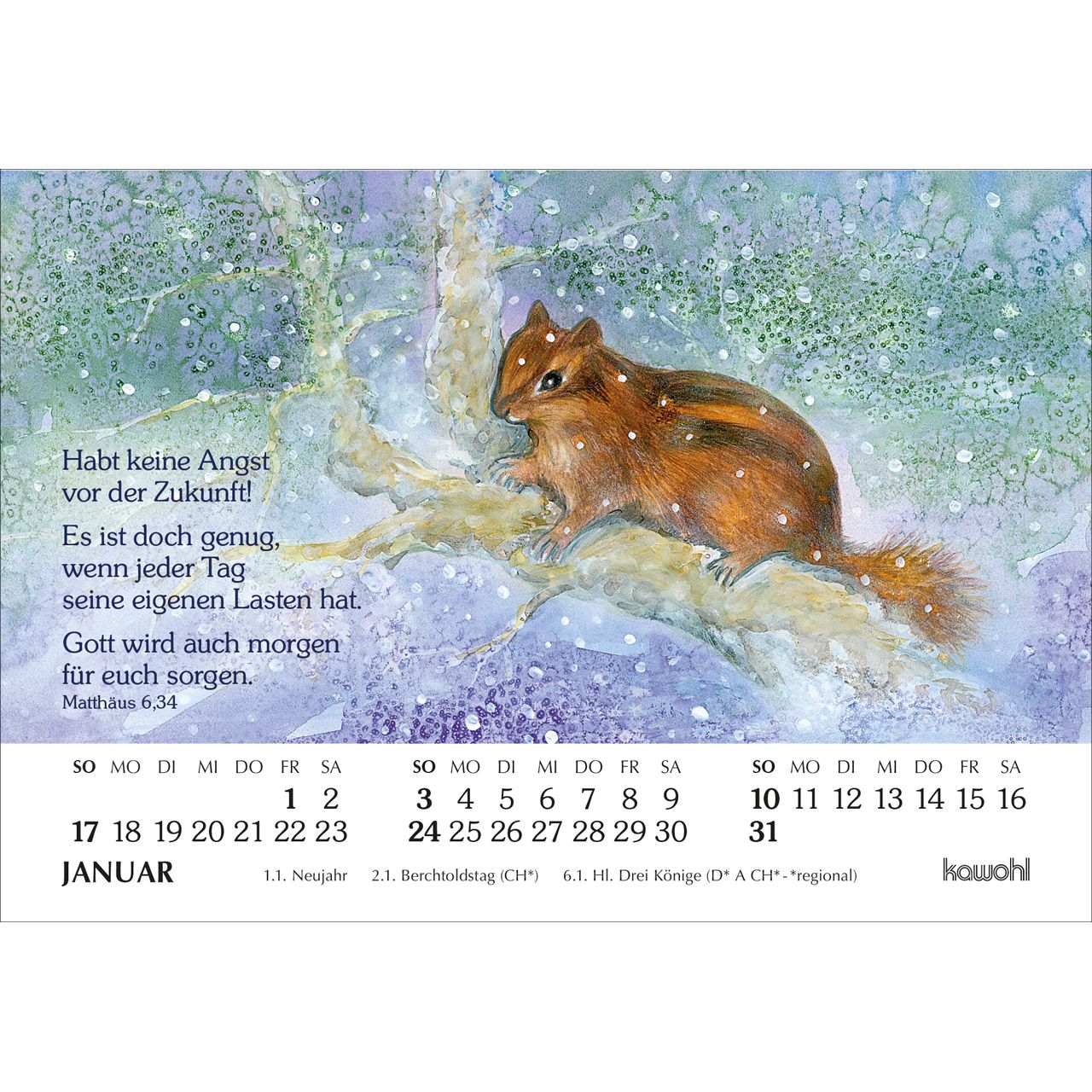 Er sendet Tau und Regen 2027 - Aufstellkalender