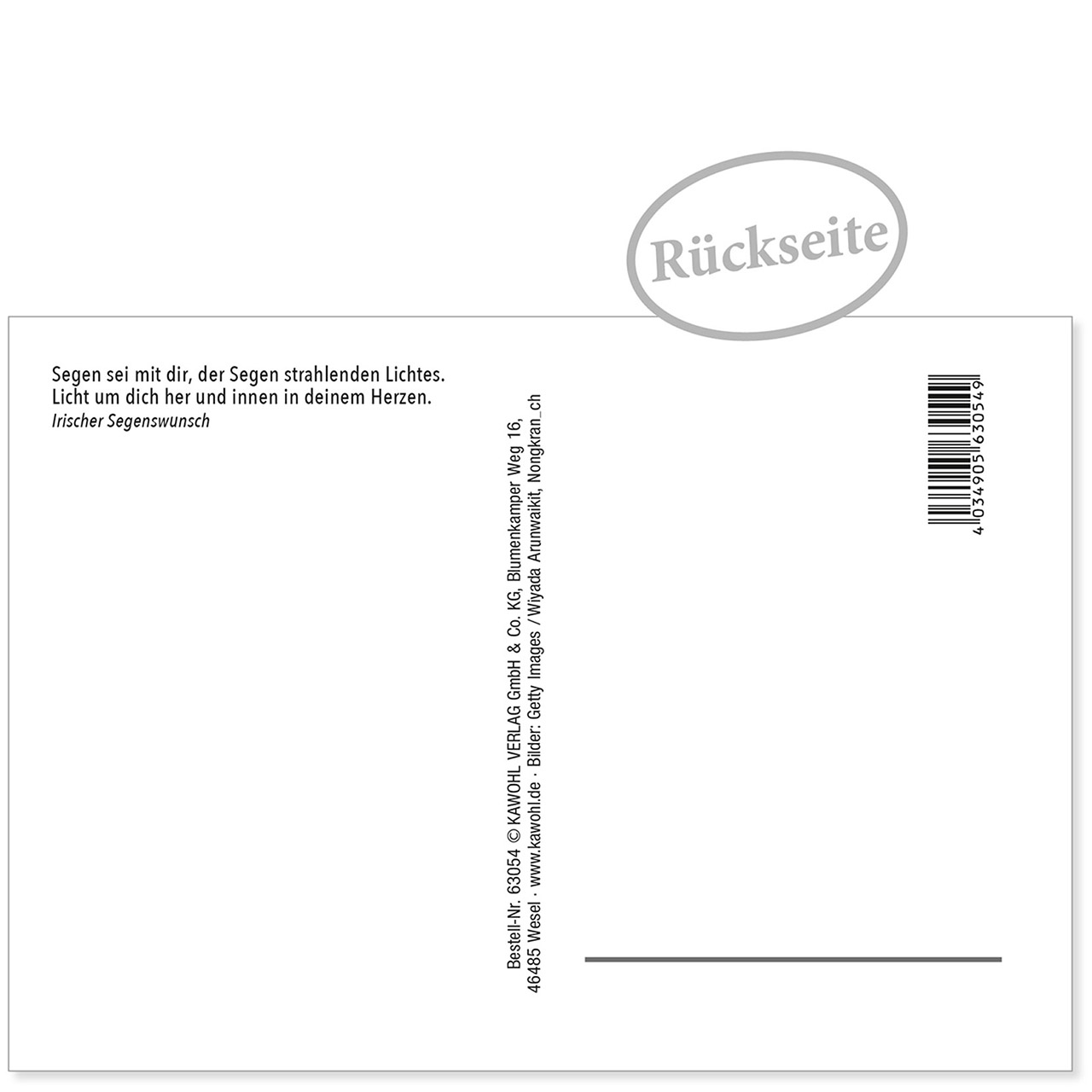 Postkarte 'Gottes reichen Segen wünsch' ich dir.' 12 Ex.