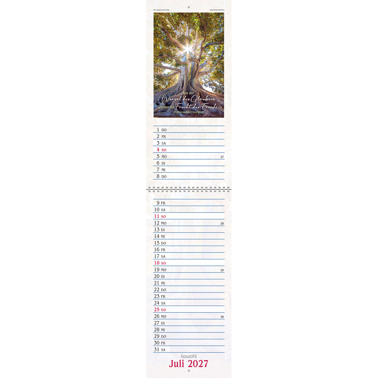 Das will ich mir schreiben in Herz und Sinn 2027 - Wandkalender (Terminer)